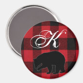 Personalisiert Magnet Red Buffalo Kariert Bear Bla (Vorderseite/Rückseite)