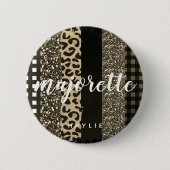 Personalisiert Majorette Imitate Cheetah und Glitz Button (Vorderseite)