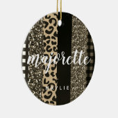 Personalisiert Majorette Imitate Cheetah und Glitz Keramik Ornament (Rechts)