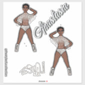 Personalisiert Majorette / Tänzerin Silver Fringe Aufkleber (Blatt)