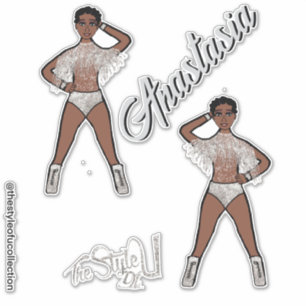 Personalisiert Majorette / Tänzerin Silver Fringe Aufkleber