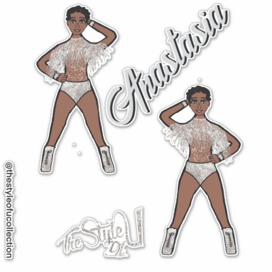 Personalisiert Majorette / Tänzerin Silver Fringe Aufkleber (Vorderseite)
