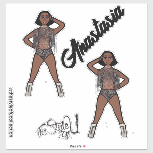 Personalisiert Majorette / Tänzerin, Tänzerin Aufkleber (Blatt)