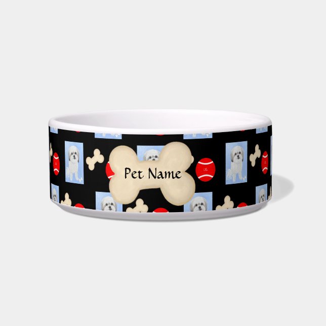 Personalisiert Malshi Black Pet Bowl Napf (Vorderseite)