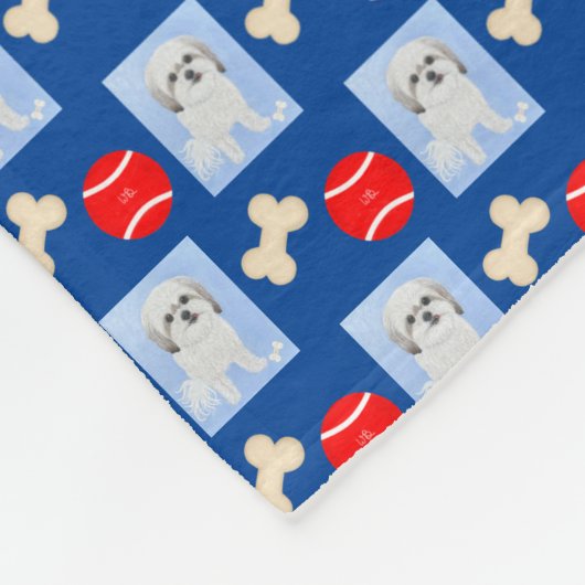 Personalisiert Malshi Blue Fleece Blanket (Ecke)