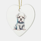 Personalisiert maltesische Welpe Keramik Ornament (Links)