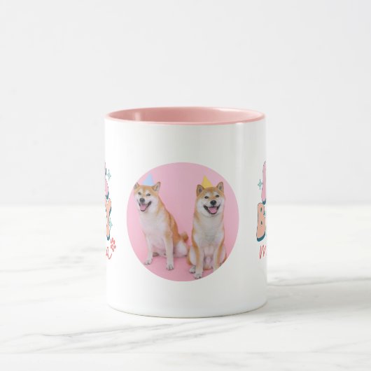 Personalisiert Mama Baby Tasse Retro Pink (Zentrum)