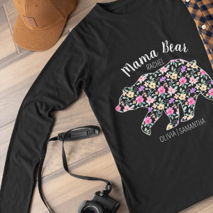 Personalisiert Mama Bear Floral Mother Mama Mummy T-Shirt