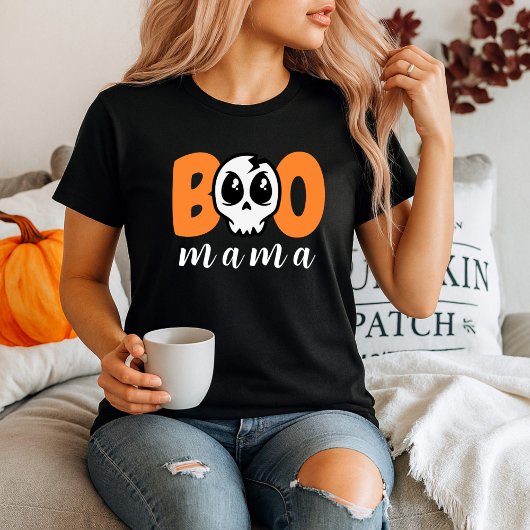 Personalisiert Mama Boo Niedlich Skull Halloween T-Shirt
