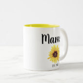 Personalisiert Mamá Est. Farbige Sonnenblume Zweifarbige Tasse (VorderseiteRechts)