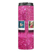 Personalisiert Mama Foto Collage Girly Pink Thermosbecher (Rückseite)