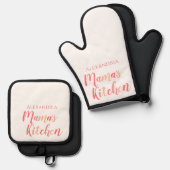 Personalisiert Mama Kitchen Ofenhandschuh & Topflappen-Set (Vorderseite/Rückseite)