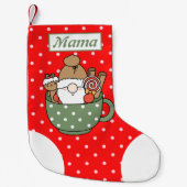 Personalisiert Mama niedliche Punkte Rot Weiß Sant Kleiner Weihnachtsstrumpf (Vorderseite)