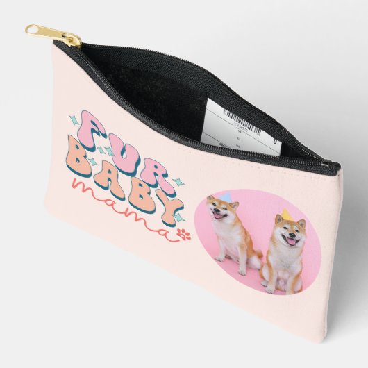 Personalisiert Mama Retro Pink Zubehörtasche (Offen)