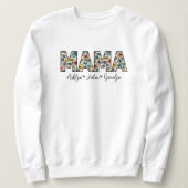Personalisiert Mama Retro W/ Kinder nennen Muttert Sweatshirt (Design vorne)