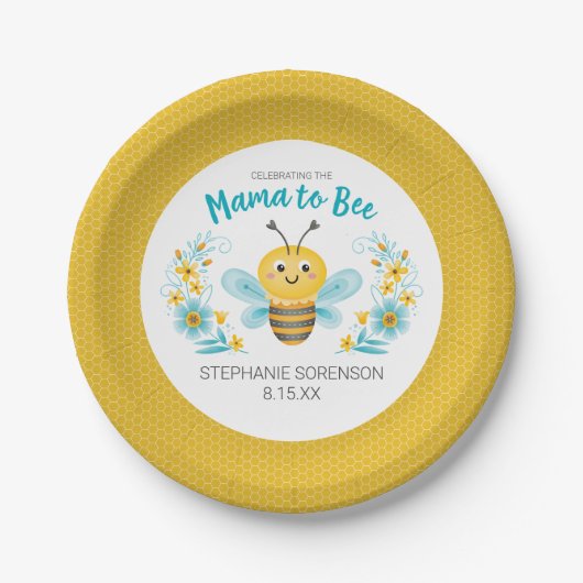 Personalisiert Mama to Bee Baby Dusche Pappteller (Vorderseite)