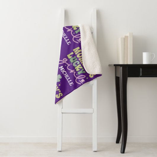Personalisiert Mama's Lucky Girl Sherpa Blanket Sherpadecke (Beispiel)
