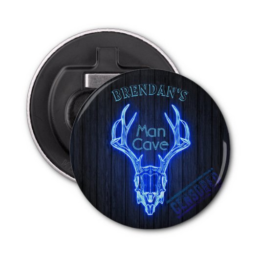 Personalisiert Man Cave Neon Deer Antlers Cool Flaschenöffner (Vorderseite)