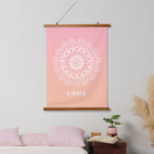 Personalisiert Mandala Dorm Room Pink Ombre Wall Wandteppich Mit Holzrahmen (Schlafzimmer)