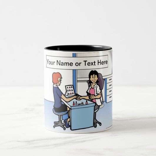 Personalisiert Manicurist Nail Tech - Cartoon von Zweifarbige Tasse (Mittel)