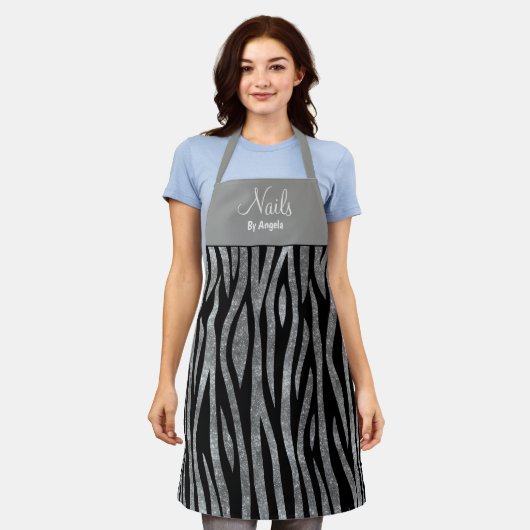 Personalisiert Maniküre Nail Tech Zebra Schürze (Getragen)