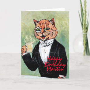 Personalisiert Man's Louis Wain Cat Geburtstagskar Karte