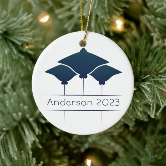 Personalisiert Manta Ray Weihnachtsfeiertag Keramik Ornament (Baum)