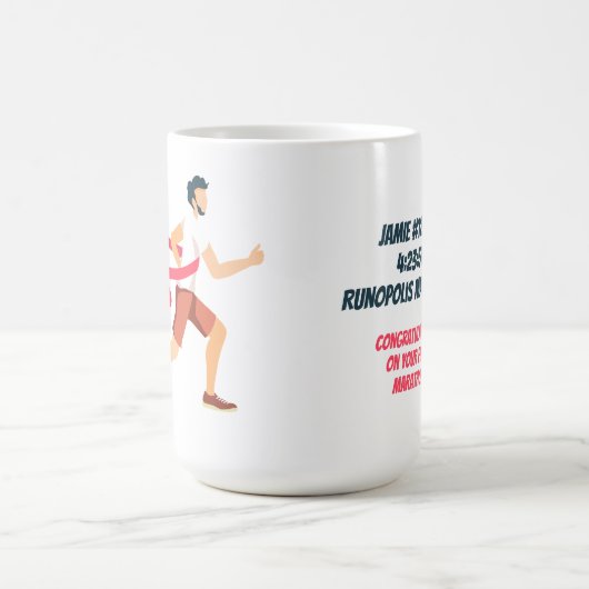 Personalisiert Marathon Man Name Zeit und Ort Kaffeetasse (Mittel)