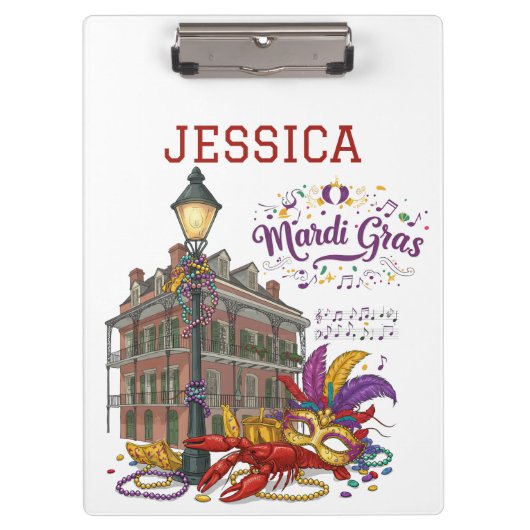 Personalisiert Mardi Gras Klemmbrett (Vorderseite)
