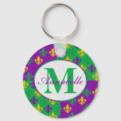 Personalisiert Mardi Gras Lilie Pattern Schlüsselanhänger (Vorderseite)