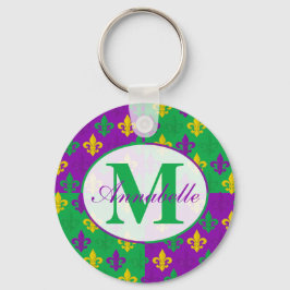 Personalisiert Mardi Gras Lilie Pattern Schlüsselanhänger