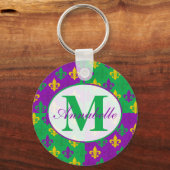 Personalisiert Mardi Gras Lilie Pattern Schlüsselanhänger (Vorderseite)