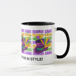 Personalisiert MARDI GRAS Top Hat Feathers Tasse