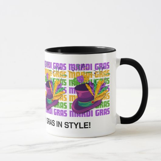 Personalisiert MARDI GRAS Top Hat Feathers Tasse (Rechts)