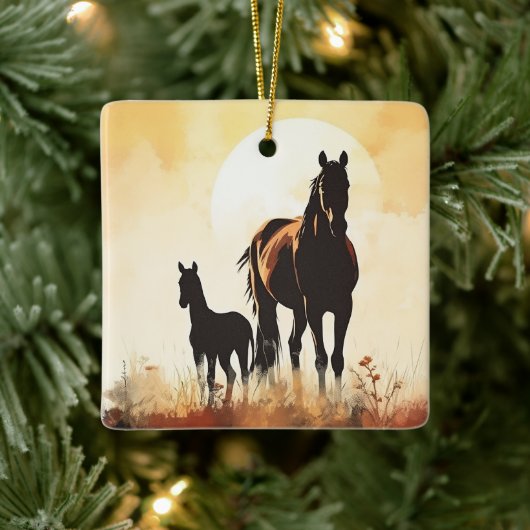 Personalisiert Mare, Foal Baby's 1. Weihnachtspfer Keramikornament (Baum)