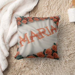 Personalisiert Maria mit Orange Rose Kissen