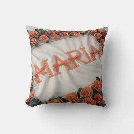 Personalisiert Maria mit Orange Rose Kissen