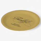 Personalisiert Marigold Stylish Calligraphy Dankba Pappteller (Schrägansicht)