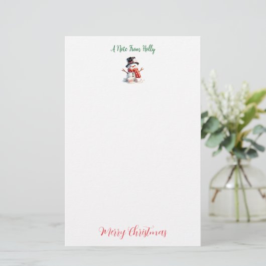 Personalisiert Marshmallow Snowman Stationery Briefpapier (Stehend Vorderseite)