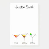 Personalisiert Martini Cosmo Manhattan Cocktails Post-it Klebezettel (Vorderseite)