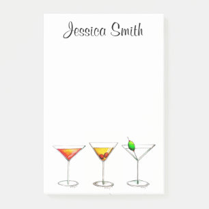 Personalisiert Martini Cosmo Manhattan Cocktails Post-it Klebezettel