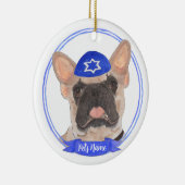 Personalisiert Masked Frenchie Hanukkah Keramik Ornament (Rechts)