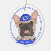 Personalisiert Masked Frenchie Hanukkah Keramik Ornament (Links)