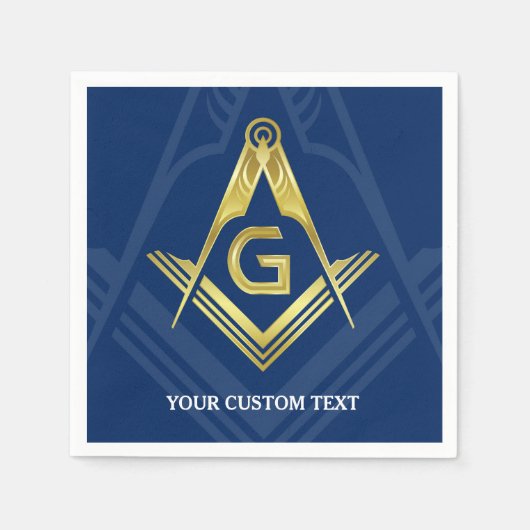Personalisiert Masonic Napkins | Blue Gold Serviette (Vorderseite)