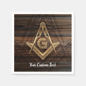 Personalisiert Masonic Napkins | Rustikales Holz G Serviette (Vorderseite)