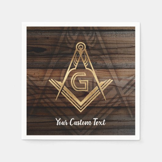 Personalisiert Masonic Napkins | Rustikales Holz G Serviette (Vorderseite)