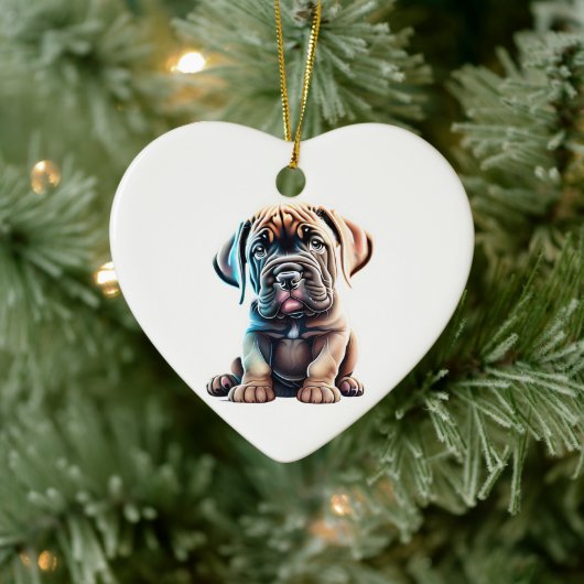 Personalisiert Mastiff Puppy Keramik Ornament (Baum)