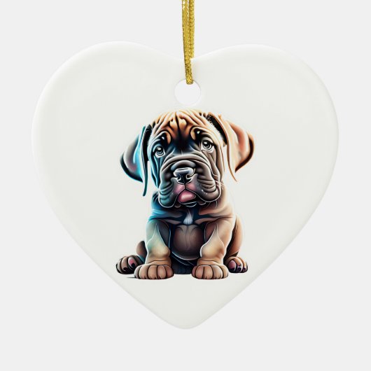 Personalisiert Mastiff Puppy Keramik Ornament (Vorne)