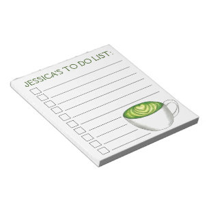 Personalisiert, Matcha Green Tee Latte auflisten Notizblock