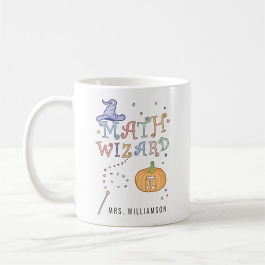 Personalisiert Mathe Wizard Pumpkin Pie Mathe Teac Kaffeetasse (Links)
